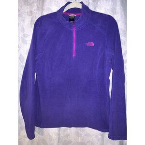 The North Face Womens Purple Quarter-Zip Fleece Pullover Jacket Size L